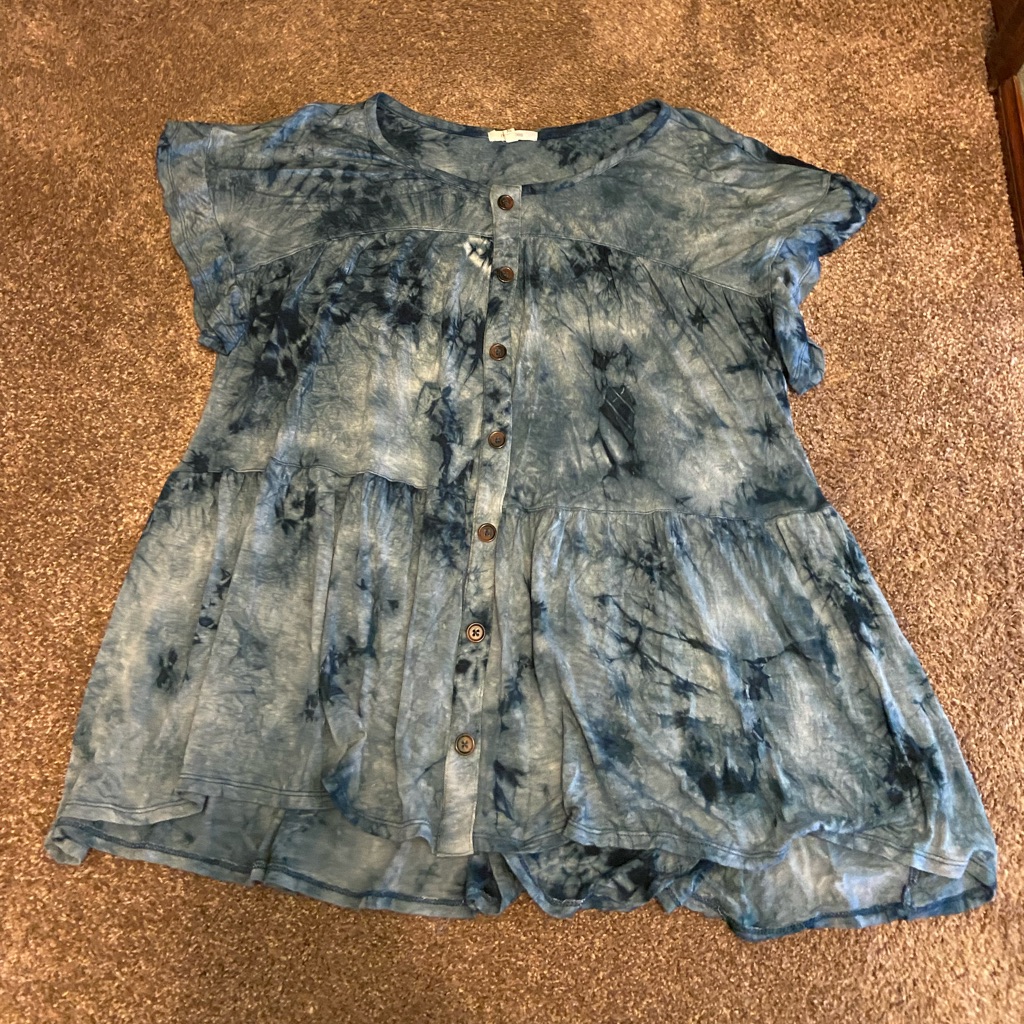 Blue Tie-Dye Button-Up Blouse Maurice’s